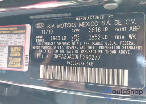 2020 Kia Rio 5-Door S from USA, damaged, VIN 3KPA25AD9LE290277